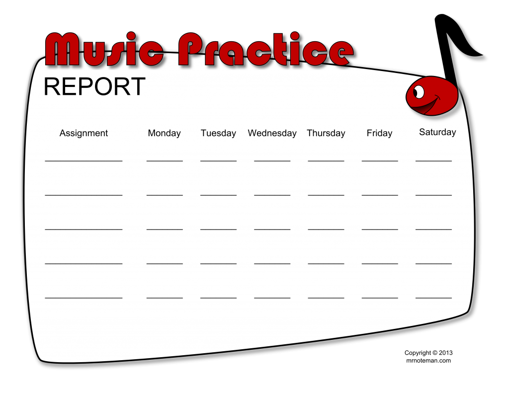 Music Practise Chart